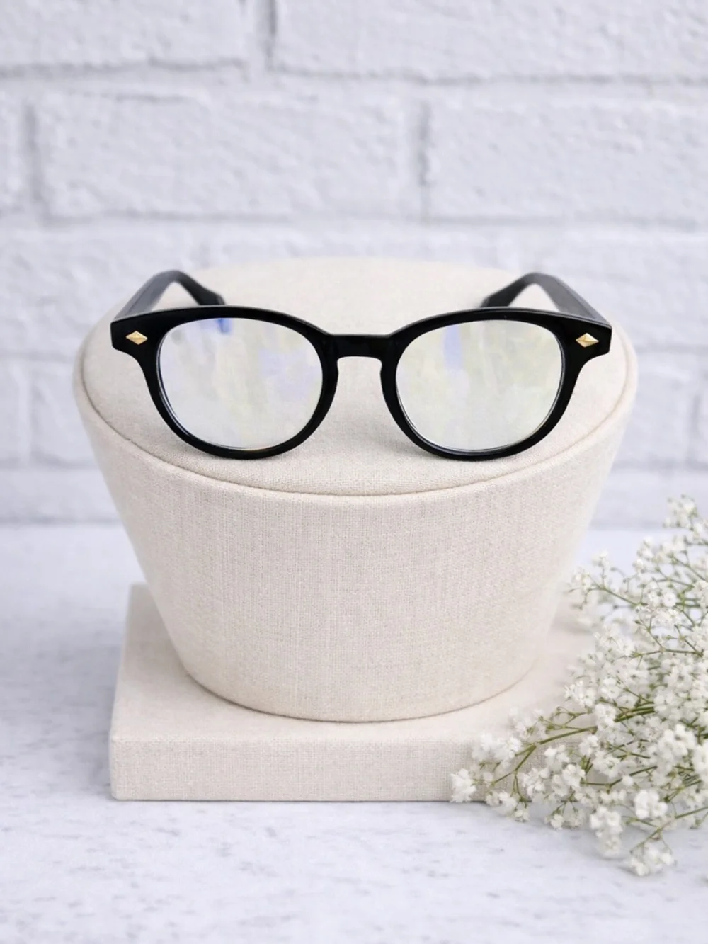 J. Crew Women's Round Blue Light Glasses with Black Frame Size AH933